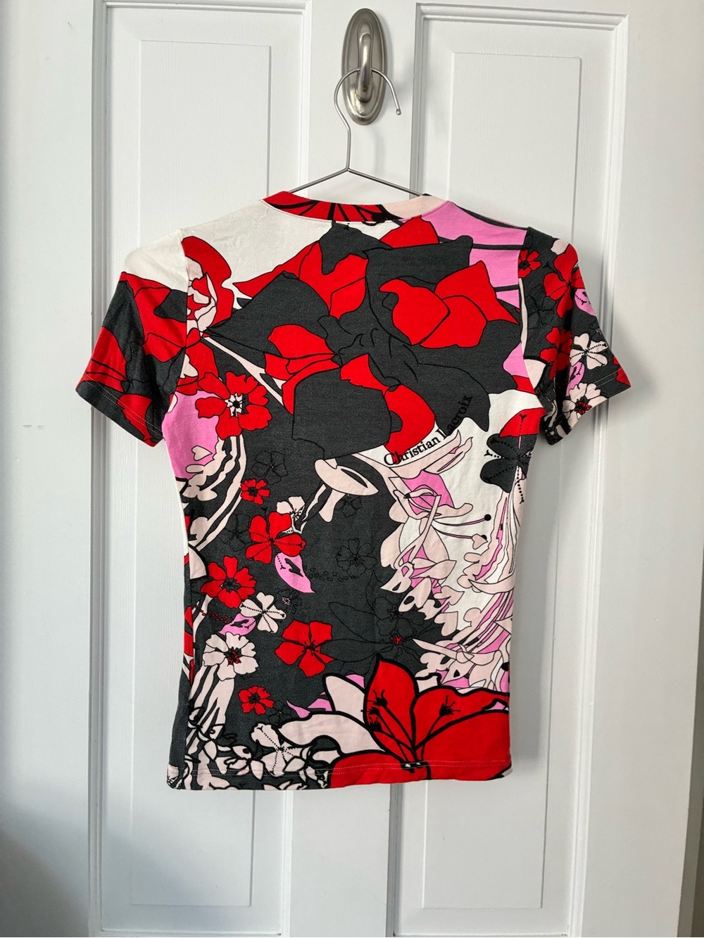 Christian Lacroix Bazar Floral Tee in Red, Pink & Gray - Picture 12 of 12